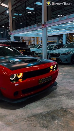 Spraytech® Zimbabwe Official on Instagram: "Dodge Challenger Hellcat in for a custom stainless steel air intake manifold — the stock airbox was way too restrictive for this beast! Now with our setup, the supercharger whine is louder, meaner, and pure Hellcat fury 🔥🐾 Under the hood sits a 6.2L Supercharged HEMI V8 pushing 717 hp and 656 lb-ft of torque, launching from 0–100 km/h in just 3.6 seconds and topping out at 325 km/h. We’re a one-stop car shop — from custom stainless steel fabrication