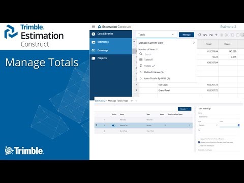 Trimble Estimation Construct - Manage Totals