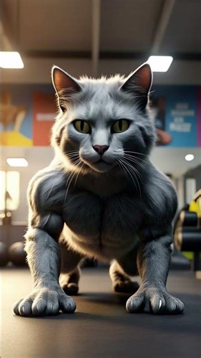 "Workout Cat Doing Pushups Like a Pro! 💪 | Fitness Feline Shorts" #shortsfeed #moonberrykids #shorts