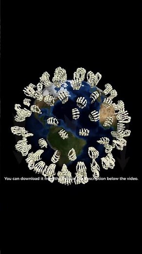 3D Skeleton Hands Clenching and Unclenching on Planet Earth – Animated Bone Motion in Loop