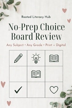 No-Prep Choice Board Review - Any Subject | Print   Digital | EOY Review