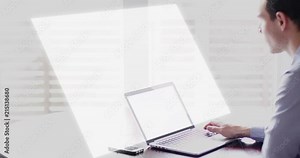 Project manager checking tasks and milestones progress planning with Gantt chart scheduling diagram interface on a virtual screen