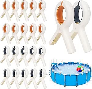 Above Ground Pool Cover Clips - 20 Pcs 5.1 Inch Pool Cover Spring Clamps, Large Heavy-Duty Swimming Pool Cover Clip Holder, Plastic Winter Above Ground Pool Cover Fasteners for Towel Beach Chair