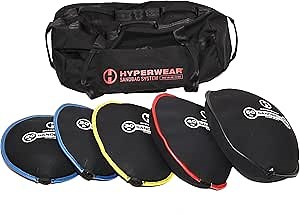 HYPERWEAR Adjustable Sandbag System, Heavy-Duty with Handles & Pre-Filled SandBell Filler Sandbags (25, 40, 80, 160 lbs)