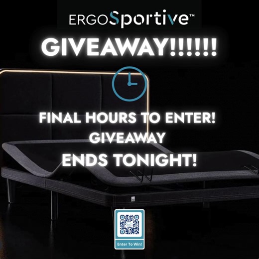 Ergomotion Inc. on Instagram: "⏰ Final Hours! Don't miss your chance to enter! 💙 We’ve partnered with our friends @goodbed to bring you the chance to #Win a FREE #ErgoSportive Smart & Adjustable Bed and Headboard worth up to $5,700! 🙌 🛏️ 👏 Just in time for the holidays! 🎁 But Hurry - The Giveaway ends tonight! For more details and to enter the #Giveaway 👉 https://ow.ly/zWry50XK4hs Good Luck! #Ergomotion #GoodBed #AdjustToAmazing #AdjustableBase #Free #SmartBed #AdjustableBed #Holidays"
