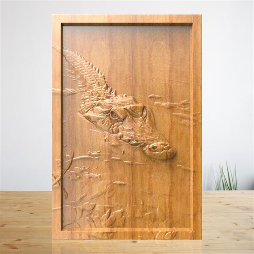 Crocodile - STL File for CNC Wood Carving, Alligator Cnc Router Files - Etsy