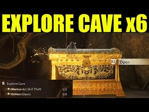 Where winds meet - explore the cave (collect chests x6) | Martial Art Skill Theft walkthrough