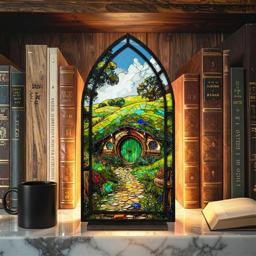 Stained Glass Book Nook, Cottage Hill LED Fantasy Window Lamp - Etsy UK