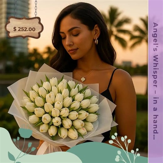This bouquet is *totally* the vibe! ✨ Introducing **Angel's Whisper** – a hand-tied bouquet in pure white elegance. Perfect for celebrating love, sharing gratitude, or surprising someone special. 💖 The luxurious petals whisper beauty and bring joy, making every occasion unforgettable. Whether it’s a birthday or a romantic gesture, elevate the moment with this stunning gift at just **$252.00**. 🌼 Gifting elegance has never felt so heartwarming! 🎁 👉 Follow us @miami_flower_delivery for more da