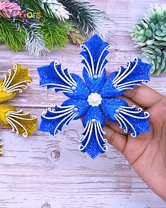 11K views · 160 reactions | Make sparkling snowflake ornaments using glitter foam sheets. A fun and easy holiday craft idea perfect for Christmas tree and home decorations. #christmas #christmasdecor #snowflakes #ornaments #craft #DIY #handmade | Colors Paper | Facebook