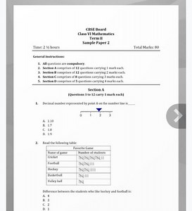 CBSE BoardClass VI MathematicsTerm IISample Paper 2Time: 2... | Filo