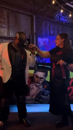 Alexis Beyer on Instagram: "When Bane & Talia come out to remind the villains of Gotham who we are… Bane: @kyber_blade Talia Al Ghul: @the.golden.ahsoka Iceberg Ball hosted by @litlegend for @gotham.rogues.west.coast 📸: @doubleedphotography #bane #taliaalghul #gothamrogueswestcoast #dccomics #nerdmadicmultiverse"