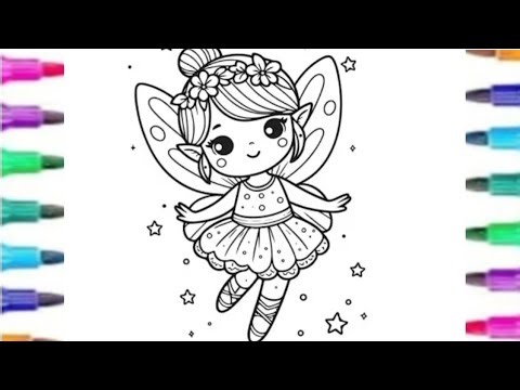 fairy princess drawing, colouring and painting for kids and toddlers | fairy drawing easy