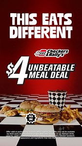 Our $4 Unbeatable Meal Deal gives you a Cheese Double or Spicy Chicken with fries, drink and apple pie for only $4. | Checkers and Rally's