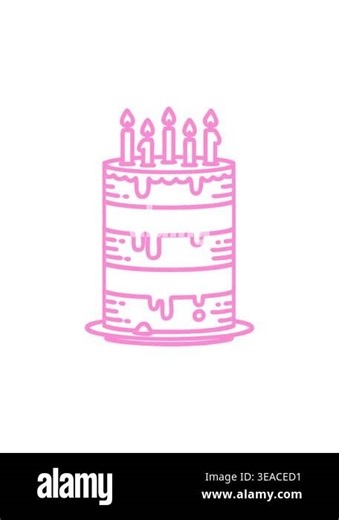popping motion animation of tattoo in black line style of a birthday cake icon Stock Video Footage - Alamy