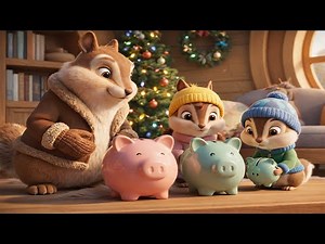 Love Family Chipmunk Piggy Bank Christmas Stories 🐷🎄 | Learning to Save, Share & Give