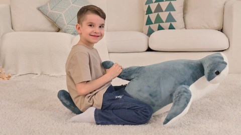 37 inch Hammerhead Shark Stuffed Animal Giant Soft Plush Shark Toy Realistic Blue Ocean Animal Gift for Kids and Adults