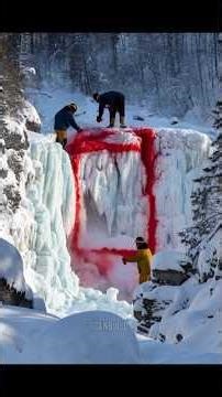 Hidden Glass House Inside a Frozen Waterfall (Full Timelapse) #youtubeshorts #timelapse #shorts