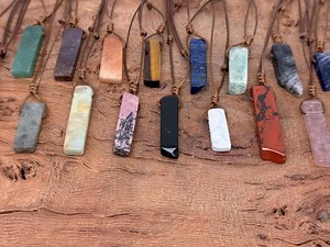 Natural Crystal Pendant Necklace: Healing Gemstone on Adjustable Cord - Etsy