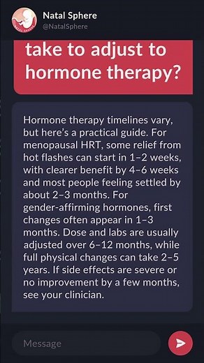 How long does it take to adjust to hormone therapy?