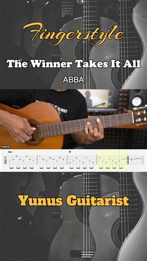[Intro] The Winner Takes It All - ABBA - Fingerstyle Guitar Tutorial + TAB & Lyrics #fingerstyle