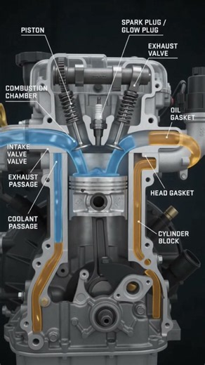 GMC Cylinder Head Complete Working| 3D Engine Animation | Valves, Camshaft Combustion #viral #fyp