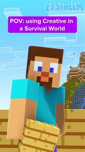 Using Creative Mode in a Survival World #minecraft #animation #minecraftmemes #minecraftbuild #fyp