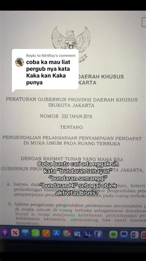 Replying to @NinWay padahal tinggal search dan download Pergubnya ada di web database peraturan BPK. Kalau udah download kasih tau ya di bagian mana ada kata-kata Bundaran HI masuk objek aktivitas ekonomi sehingga dilarang untuk lokasi menyampaikan pendapat di tempat umum. Kalaupun ada pernyataan itu, maka bertentangan dengan UU sehingga aturan yang akan digunakan adalah UU karena hierarkinya lebih tinggi. FYI Pergub DKI Jakarta 232/2015 ini sudah diperbaharui dengan Pergub DKI Jakarta 25/2016. 