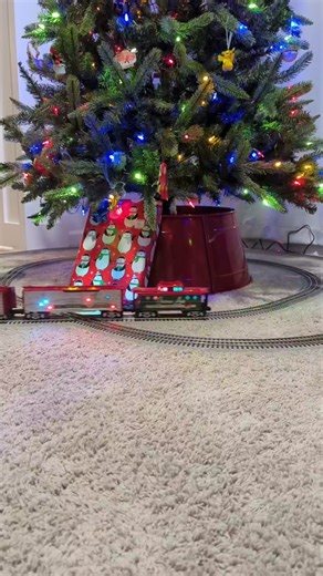 what's better than a train around the tree? a train around the tree and on the ceiling! #modeltrainsoftiktok #modeltrains #ogauge #lioneltrains #modeltrain #fyp #foryoupage #christmas #christmastree #christmastrain