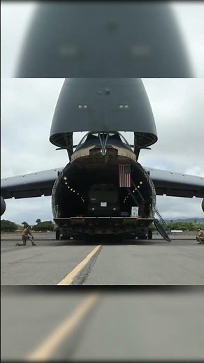 Loading High Mobility Artillery Rocket System (HIMARS) launchers from USAF KC-135 #shorts #military