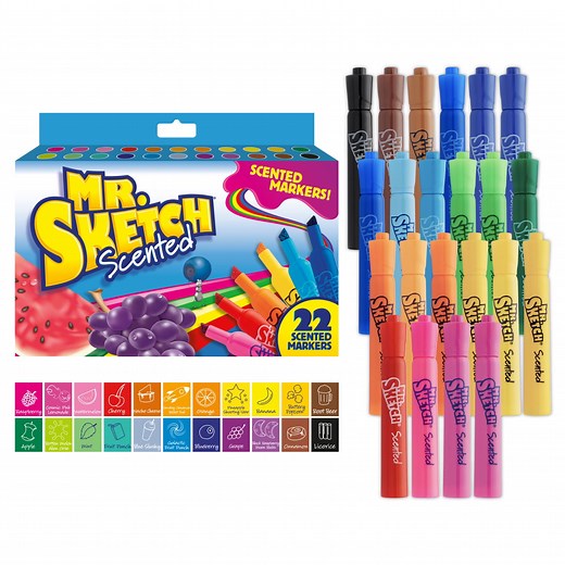 Mr. Sketch Scented Markers, Chisel Tip, Assorted Colors, 22 Count - Walmart.com