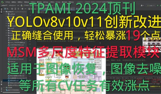 TPAMI 2024顶刊 | 有效涨点的多尺度特征提取模块MSM | YOLOv8v10v11创新改进 | 图像恢复、图像去噪、目标检测、图像分割等CV任务通用