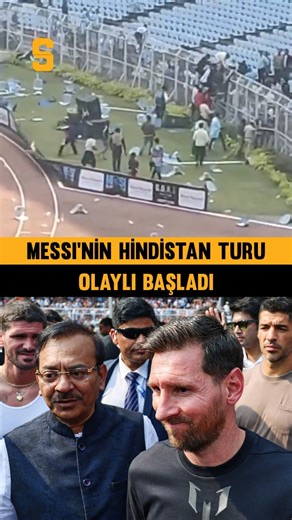 Skorer on Instagram: "💥 Dünyaca ünlü futbolcu Lionel Messi'nin Hindistan turu olaylı başladı ➡️ Saatlerce beklemelerine ve bilet almalarına rağmen Messi'yi göremeyen hayranları, sahaya şişe fırlattı ve stadyuma zarar verdi 🚨 Etkinliğinin organizatörü meydana gelen kargaşa sonrasında tutuklandı"