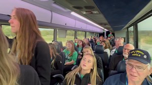 We want to give a special shoutout to four of our amazing student guardians. Seniors Raylee Goins, Sammie Miller, Katie Shea, and Skylar Schoenbeck led our bus in a beautiful rendition of The Star Spangled Banner on our return trip home. We’re in awe of the many talents of our student guardians. | Kansas Honor Flights- Wamego High School