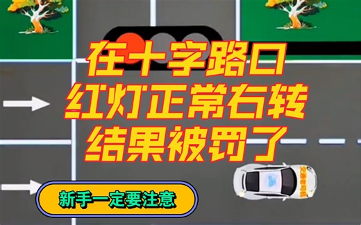 新手在十字路口红灯正常右转结果被罚了？
