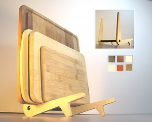 Storage Rack for Cutting Boards | Modern Wood Charcuterie Board Stand | Contemporary Kitchen Organizer | Gourmet Chef Gift | Handmade in USA - Etsy