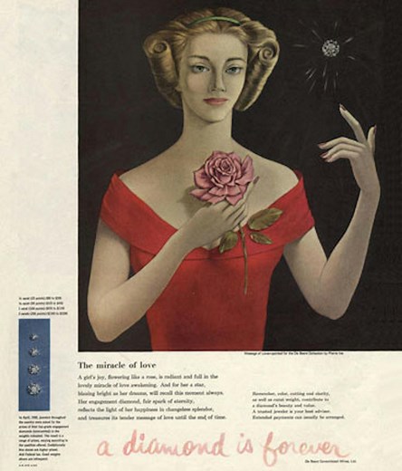 1948: De Beers 'A diamond is forever' campaign invents the modern day engagement ring
