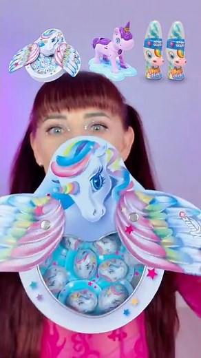 ASMR Unicorn Candy Surprise Box, Lollipop #mukbang #eatingsounds
