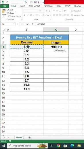 📌 Round Off Decimal Number to The Nearest Integer | Use INT Function in MS Excel