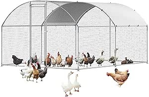 VEVOR Large Metal Chicken Coop with Run, 13.1 x 9.8 x 6.6 ft Walk in Chicken Runs for Yard with Waterproof Cover, Dome Roof Large Poultry Cage for Hen House, Duck Coop and Rabbit Run