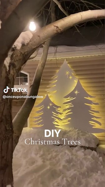 DIY Plywood Christmas Trees! 🌲✨ After seeing @Kim Barber | DIY & Design make her gorgeous wood cut outs for all the seasons, I knew I had to give it a try. Though I stumbled through by tracing my own shape of tree, Check out her page for templates to make life easier! ✨Follow @onceuponabungalow for more Home & DIY! #christmas #christmasdecor #woodworking #easywoodworking #easydiy #holidaydiy #christmasdiy #diyproject #diymom #holidayseason #merrychristmas #outdoordecor #christmastree #exterior 