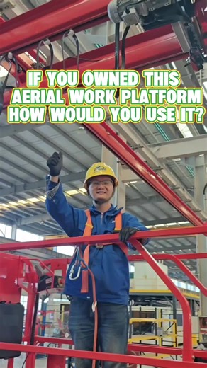 If you owned this aerial work platform, how would you use it? #access equipment #heavyequipment #manufacturing #constructionmachinery #scissor lift # aerialworkplatform #qualitymatters #engineeringexcellence #sheetmetalfabrication #heavyequipmen #industrialproduction #factoryview #lifting