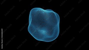 Abstract sphere metamorphosis made of turbulent blue particles, complex fractal evolving shape network concept. 4k 3d looping animation background.