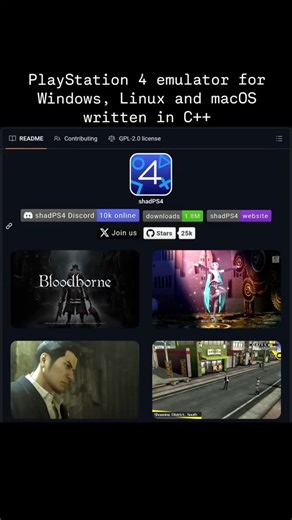 Github Projects on Instagram: "PlayStation 4 emulator for Windows, Linux and macOS written in C++ Explore it here: https://www.opensourceprojects.dev/post/1946233766063792138/"