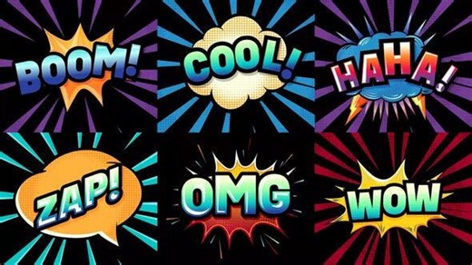 Cartoon Comic Word Overlays