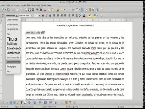 Como hacer un índice en Libreoffice Writer