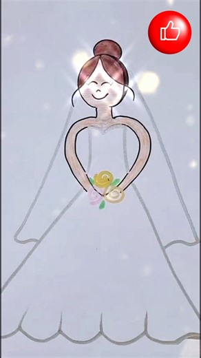 Beautiful Bride Drawing💫🎀 | Step-by-Step Cartoon Bride Art #shorts #shortsfeed #drawingforkids
