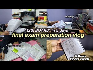 *12th BOARDS🤯😱* in 5 five days / *PRODUCTIVE ☕* STUDY VLOG ⏰📚12th final exam prep / 12 Hours 🎀📍
