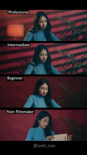 It’s all in the lighting. ✨🎥 Read our full guide on lighting basics: https://tr.ee/PfdSmQcYKk Here’s how different creators light their shots: 🔘 Non-filmmakers: Hard front light (hello shadows 😅) 🔘 Beginners: Softer light for smoother skin fewer harsh lines 🔘 Intermediate: Start balancing the subject and the background 🔘 Professionals: Use practical lights motivated lighting to create depth and story Huge shoutout to the team behind this breakdown: Creator: @ankit_toxic Lighting: @nanlite_