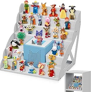 for Tonie Shelf Magnetic,Toniebox Storage for 30-50 Tonie Figures Storage, Characters and Toniebox for Girls and Boys in White(13.7" D x 12.7" W x 10.6" H)